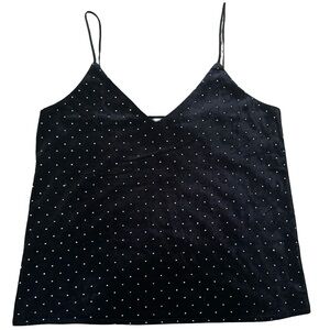 (NWT) Mango - Women’s Black Velvet Camisole with Silver Stud Embellishments